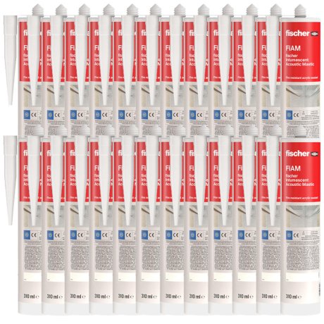 Mastic acrylique intumescent FiAM blanc 310 ml, carton de 25 - FISCHER -