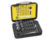 Coffret de 30 embouts 1/4" + douilles + mini cliquet STANLEY
